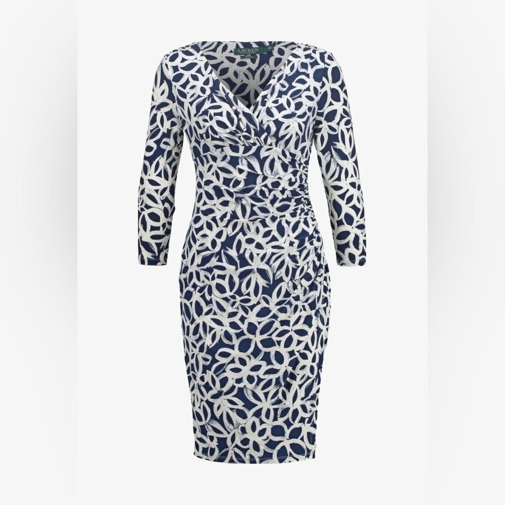 LAUREN RALPH LAUREN | Abstract Patterned Dress (GREY & WHITE)